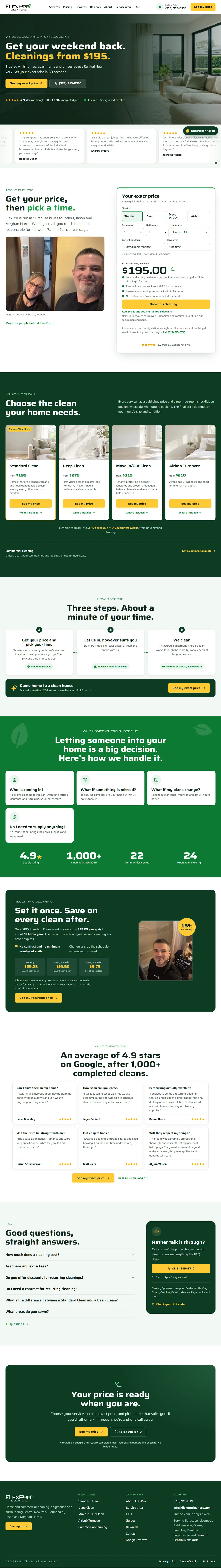 Full-page view of the FlexPro Cleaners website