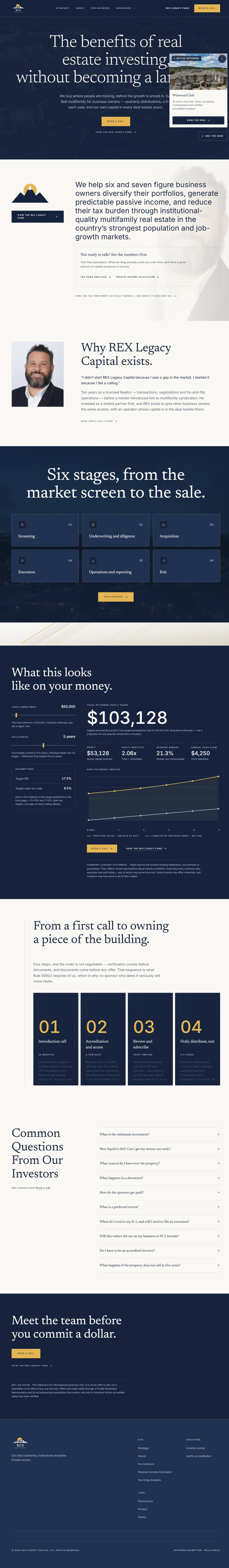 Full-page view of the REX Legacy Capital website